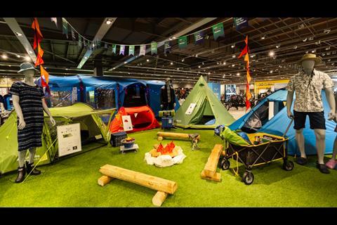 Camping gear on display at Go Outdoors York store